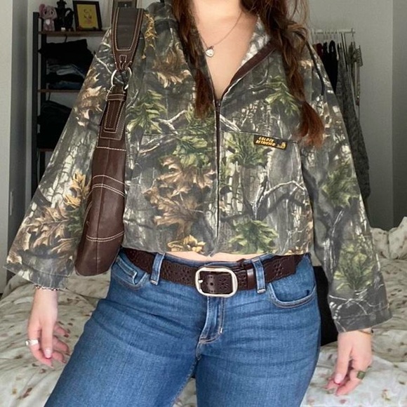 golden retriever Jackets & Blazers - Vintage Camo Zip up Women’s light jacket